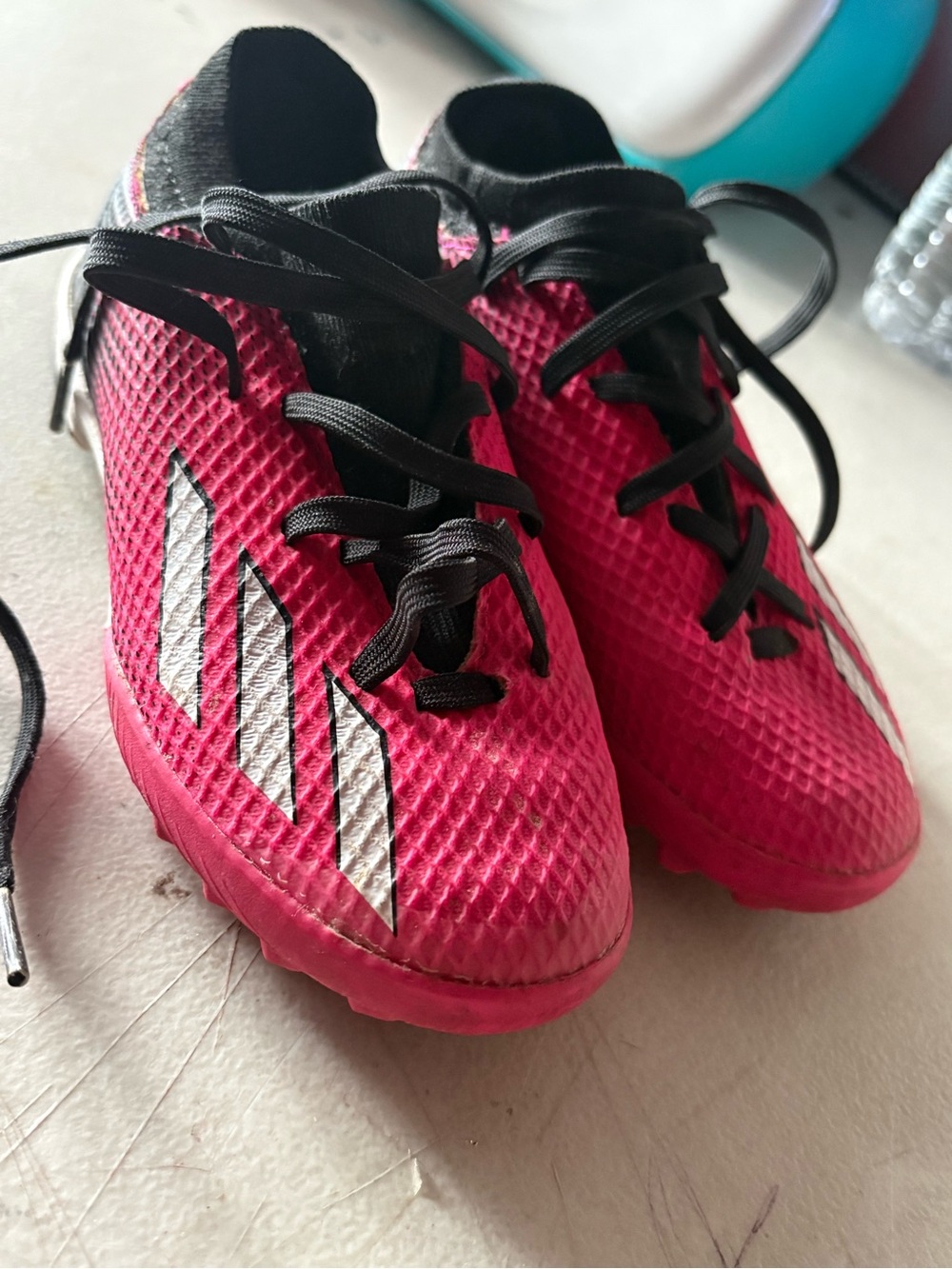 adidas Kids Hot Pink Sneakers with Black Laces